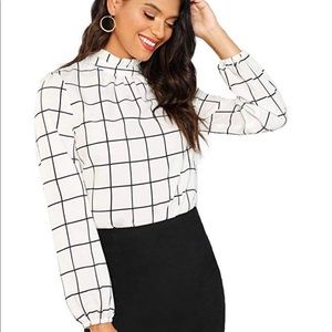 Office/Work Blouse Longsleeve Top with Ruffle Neck